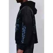 First row graphic rhinestone pullover hoodie - HOODIE