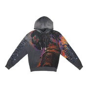 First row graphic rhinestone pullover hoodie - SMALL / DK.GRAY - HOODIE