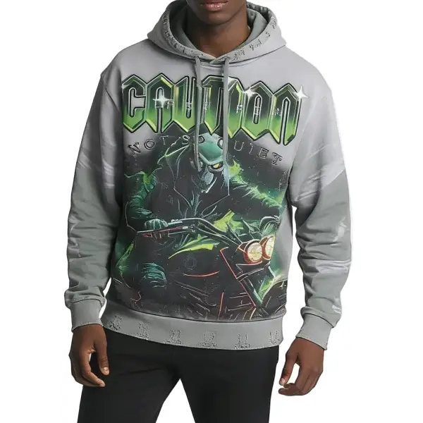 First row graphic rhinestone pullover hoodie - SMALL / GREEN - HOODIE