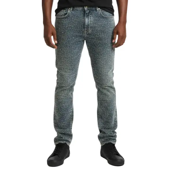 Focus allover distress rhinestone stacked denim - 29W/32L / VINTAGE - DENIM