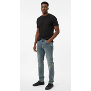 Focus allover distress rhinestone stacked denim - DENIM