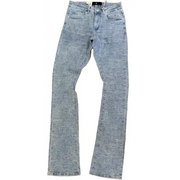 Focus allover distress rhinestone stacked denim - DENIM