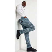 Focus cargo distressed coated stacked denim - DENIM