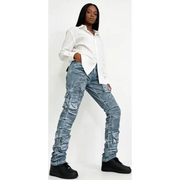 Focus cargo distressed coated stacked denim - DENIM