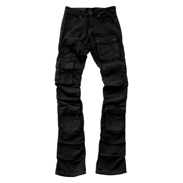 Focus cargo multi pocket stacked pants - 44W/34L / BLACK - DENIM