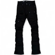 Focus cargo multi pocket stacked pants - DENIM