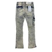 Focus cargo multi pocket stacked pants - DENIM