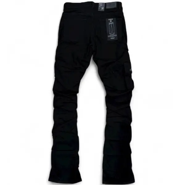 Focus cargo multi pocket stacked pants - DENIM