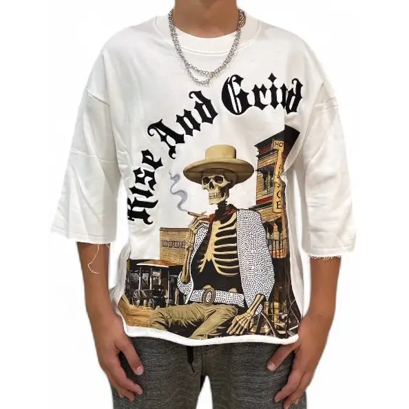 Focus cowboy rhinestone t-shirt - SMALL / WHITE - T-SHIRT