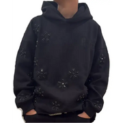 Focus crystal embd crop hoodie - HOODIE