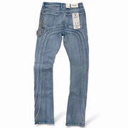 Focus curve stitched studded denim - DENIM