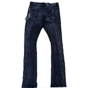 Focus curve stitched studded denim - DENIM