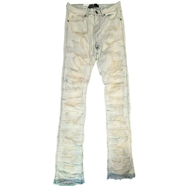 Focus distressed flare denim - DENIM