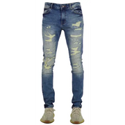 Focus distressed rip and repair denim - 29W/32L / BLUE - DENIM