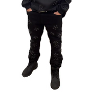 Focus embd rhinestone stacked denim - DENIM