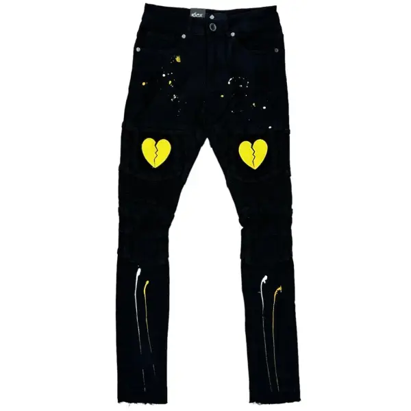 Focus heart breaker paint splatter denim - 29W/32L / BLACK - DENIM