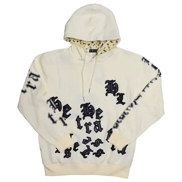 Focus heartless all over print hoodie - SMALL / CREAM - HOODIE