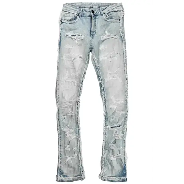 Focus heavy distressed stacked denim - DENIM