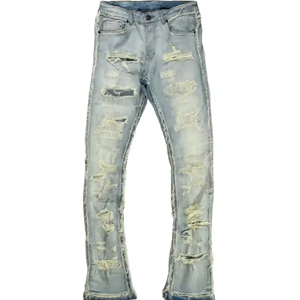 Focus heavy distressed stacked denim - DENIM