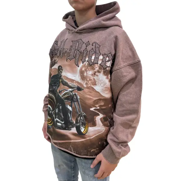 Focus hell rider garment dye hoodie - HOODIE