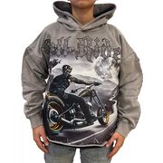 Focus hell rider garment dye hoodie - SMALL / DK.GRAY - HOODIE