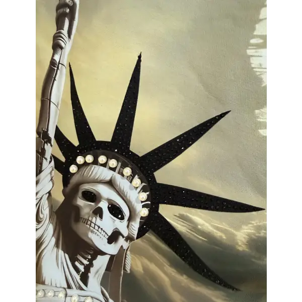 Focus liberty rhinestone crop hoodie - HOODIE