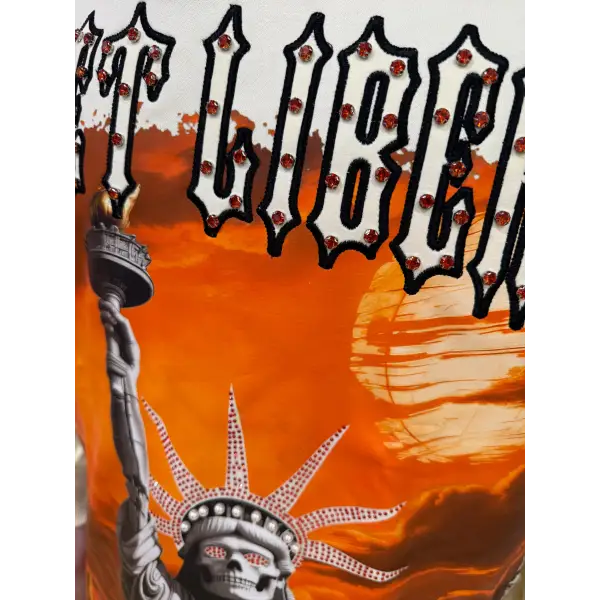 Focus liberty rhinestone crop hoodie - HOODIE