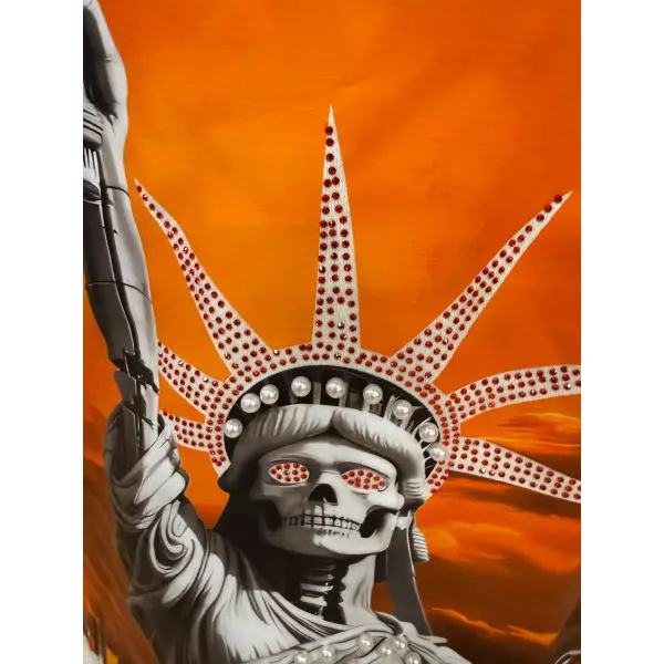 Focus liberty rhinestone crop hoodie - HOODIE