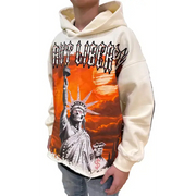 Focus liberty rhinestone crop hoodie - HOODIE