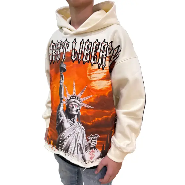 Focus liberty rhinestone crop hoodie - HOODIE