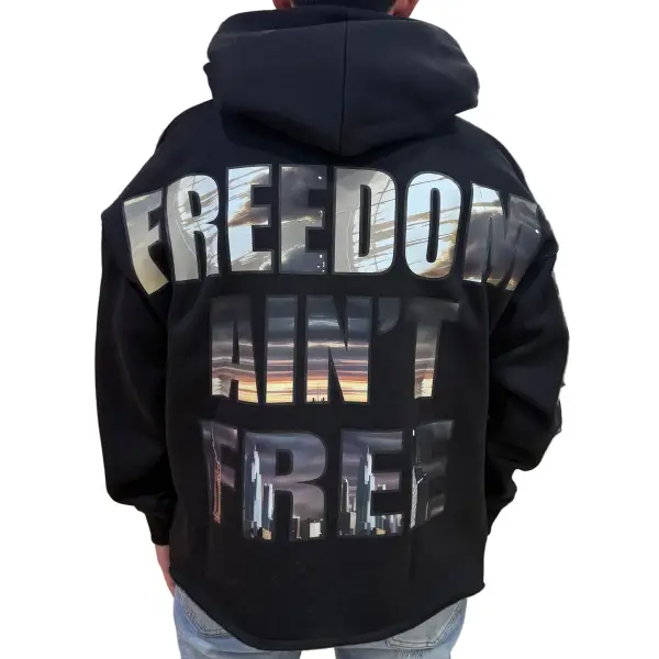 Focus liberty rhinestone crop hoodie - HOODIE