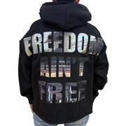 Focus liberty rhinestone crop hoodie - HOODIE