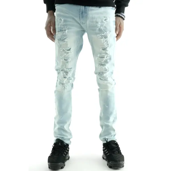 Focus Ripped And Repair Dist Pin Wsh Denim - City Swag USA 