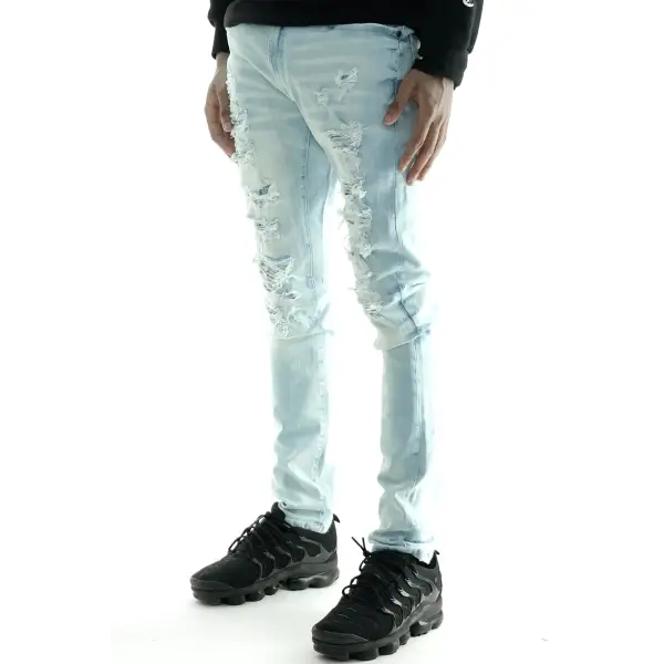 Focus Ripped And Repair Dist Pin Wsh Denim - City Swag USA 