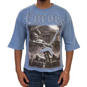 Focus rockstar rhinestone t-shirt - SMALL / LT.BLU - T-SHIRT