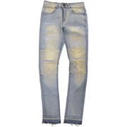 Focus slit emb. denim - DENIM