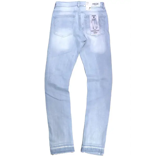 Focus slit emb. denim - DENIM