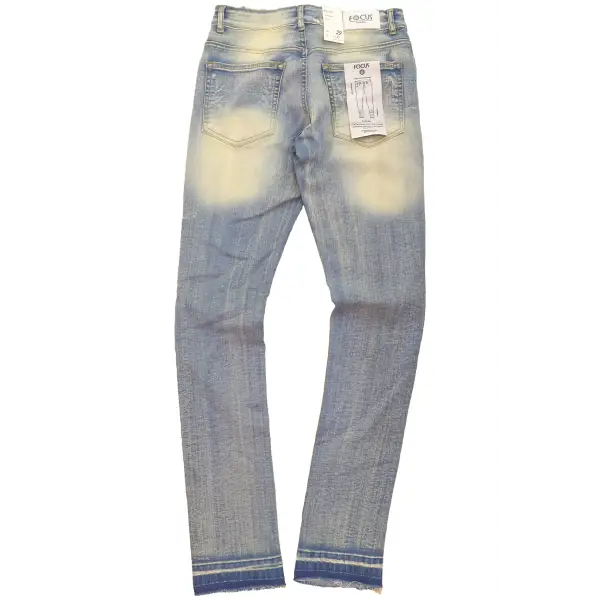 Focus slit emb. denim - DENIM