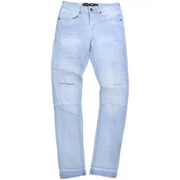 Focus slit emb. denim - DENIM