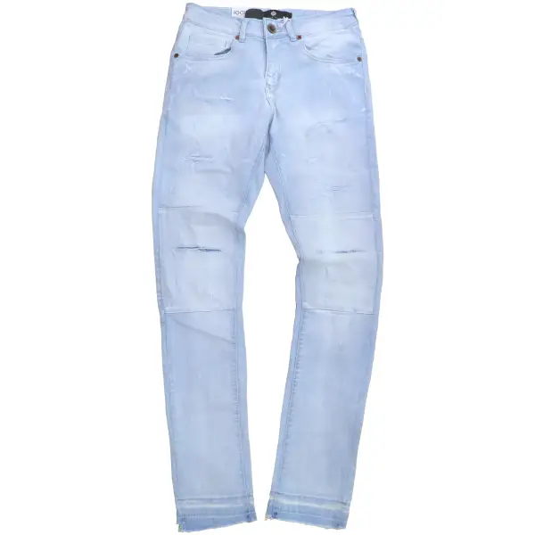 Focus slit emb. denim - DENIM