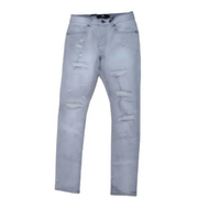 focus slit repaired backing denim - DENIM