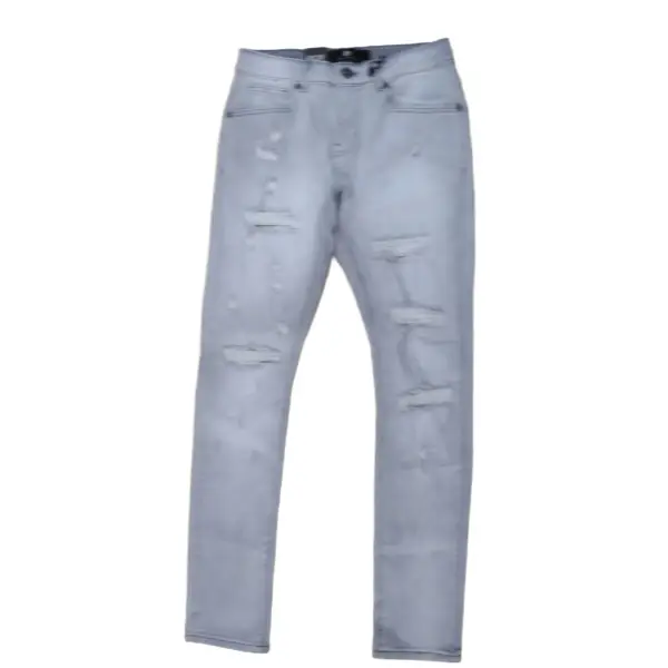 focus slit repaired backing denim - DENIM