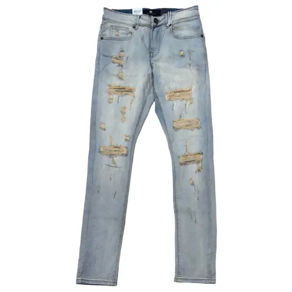 focus slit repaired backing denim - DENIM