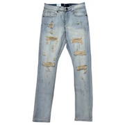 focus slit repaired backing denim - DENIM