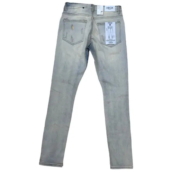 focus slit repaired backing denim - DENIM