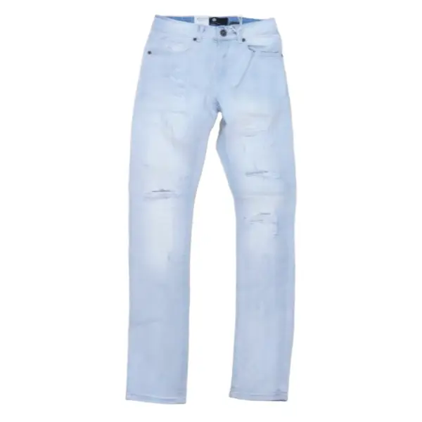 focus slit repaired backing denim - DENIM