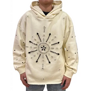 Focus starburst crystal hoodie - SMALL / CREAM - HOODIE