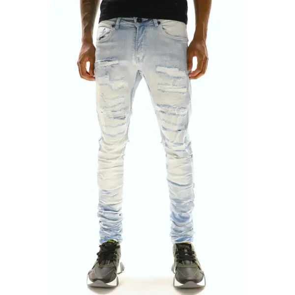 Focus teared skinny stacked denim - 29W/32L / LT.BLUE - DENIM