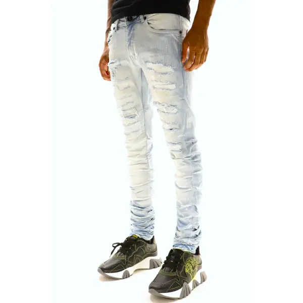 Focus teared skinny stacked denim - DENIM