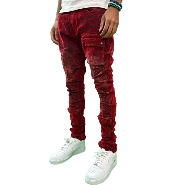 Focus velour cargo flare denim - DENIM